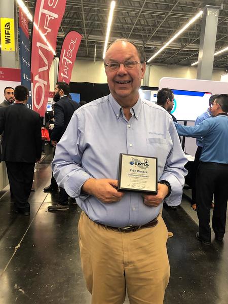 Fred Dimock, Manager of Process Technology, received a Distinguished Speaker Award during the recent SMTA Guadalajara Expo.  